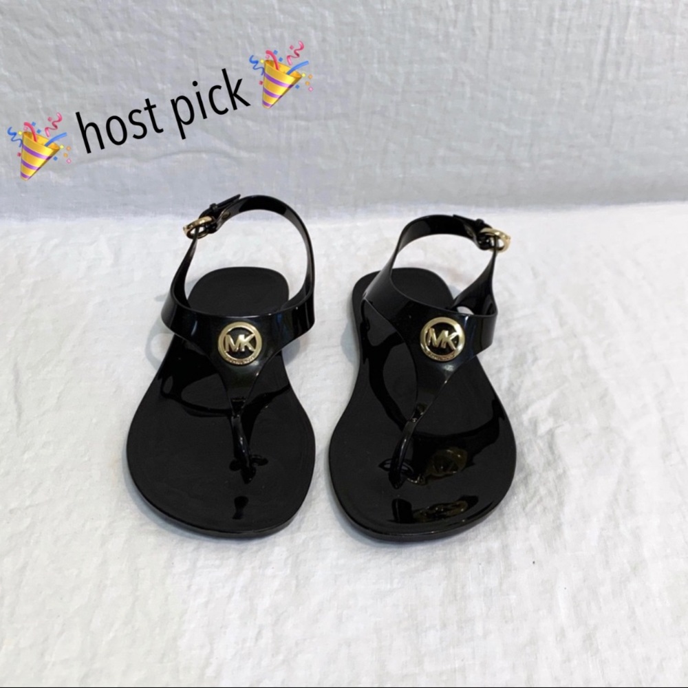 🎉HP🎉Michael Kors -Black PVC Sandals - Sz 8- EUC